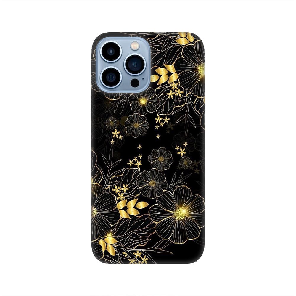 iPhone 13 Pro Max кейс Златни цветя