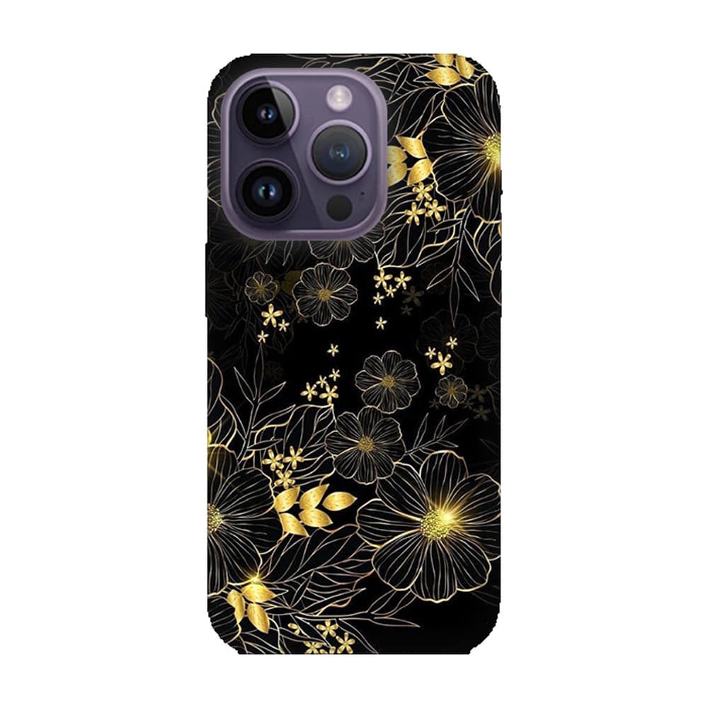 iPhone 14 Pro Max кейс Златни цветя