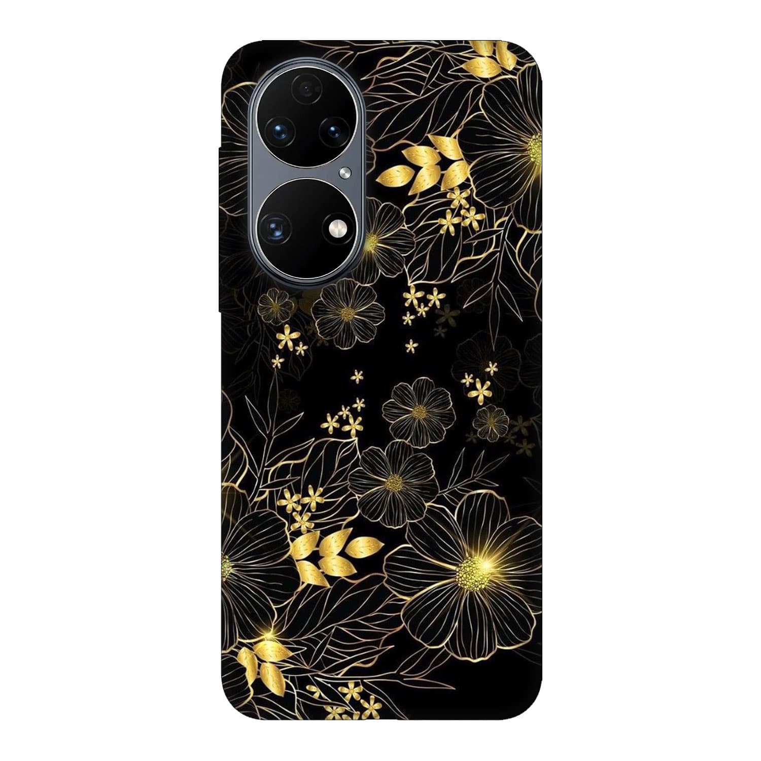 Huawei P50 кейс Златни цветя