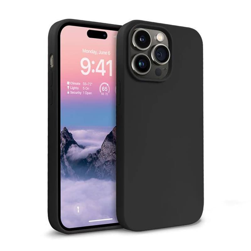Черен силиконов кейс за iPhone 15 Pro