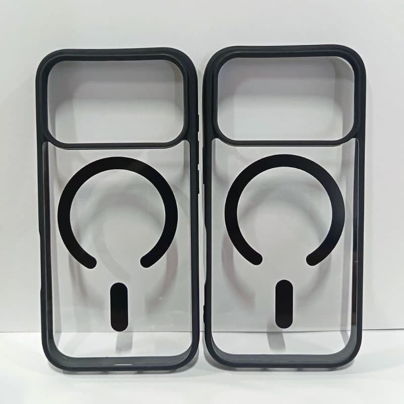 Прозрачен MagSafe кейс с Черна рамка за iPhone