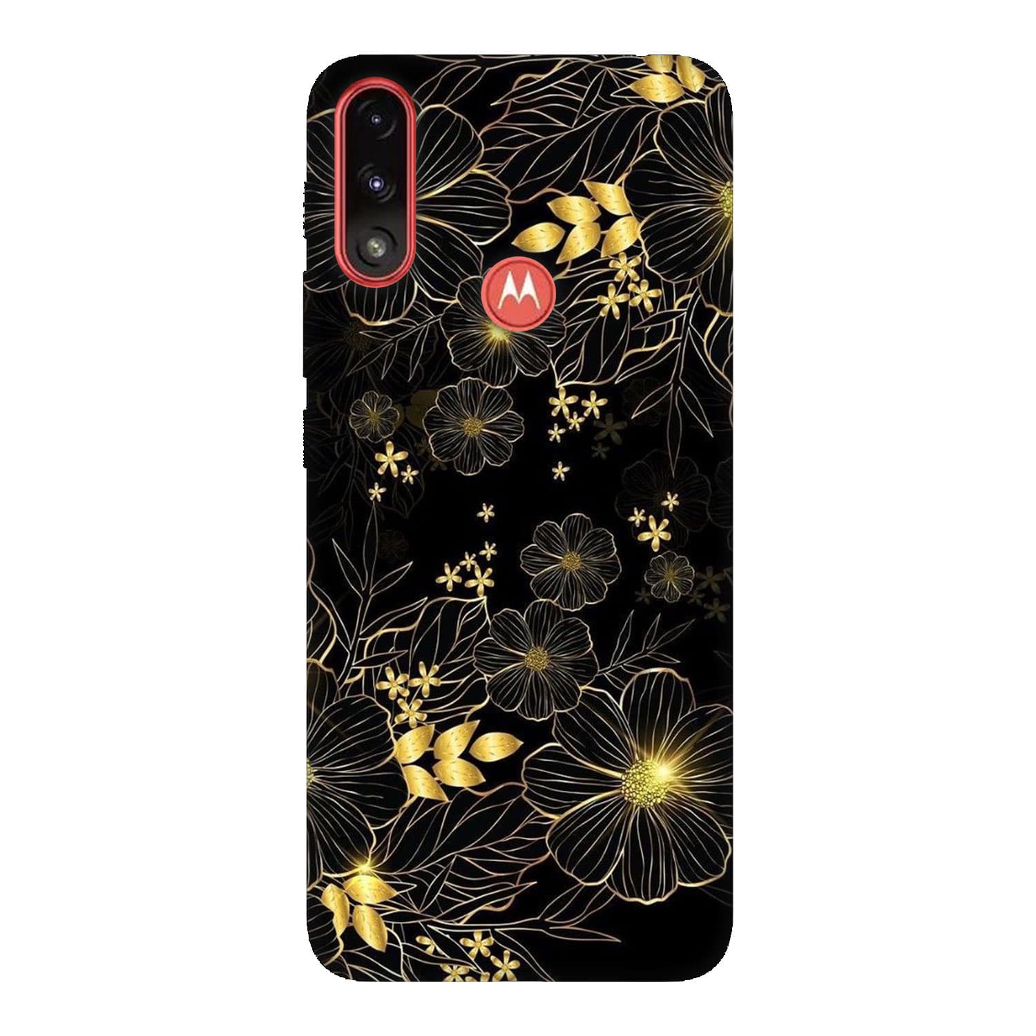 Motorola E7 Power кейс Златни цветя