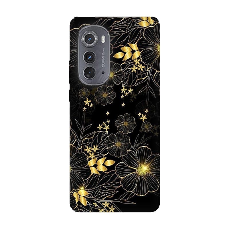 Motorola Moto Edge 2022 кейс Златни цветя
