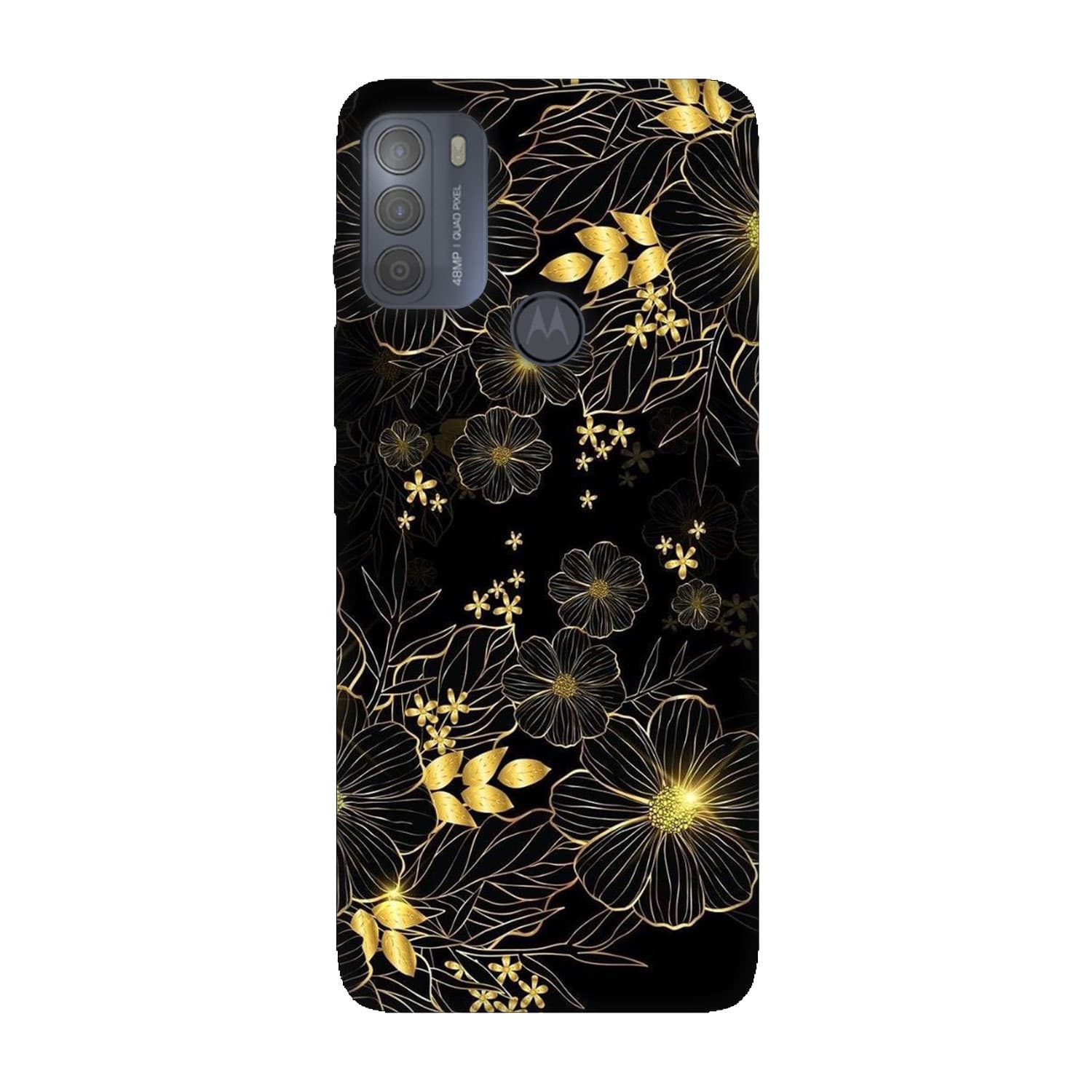 Motorola Moto G50 кейс Златни цветя