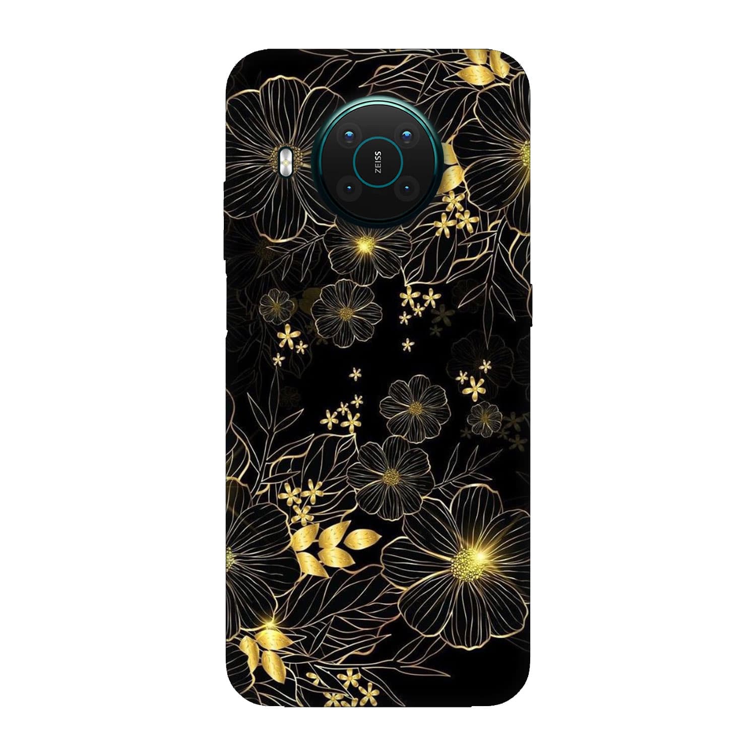 Nokia X10 кейс Златни цветя