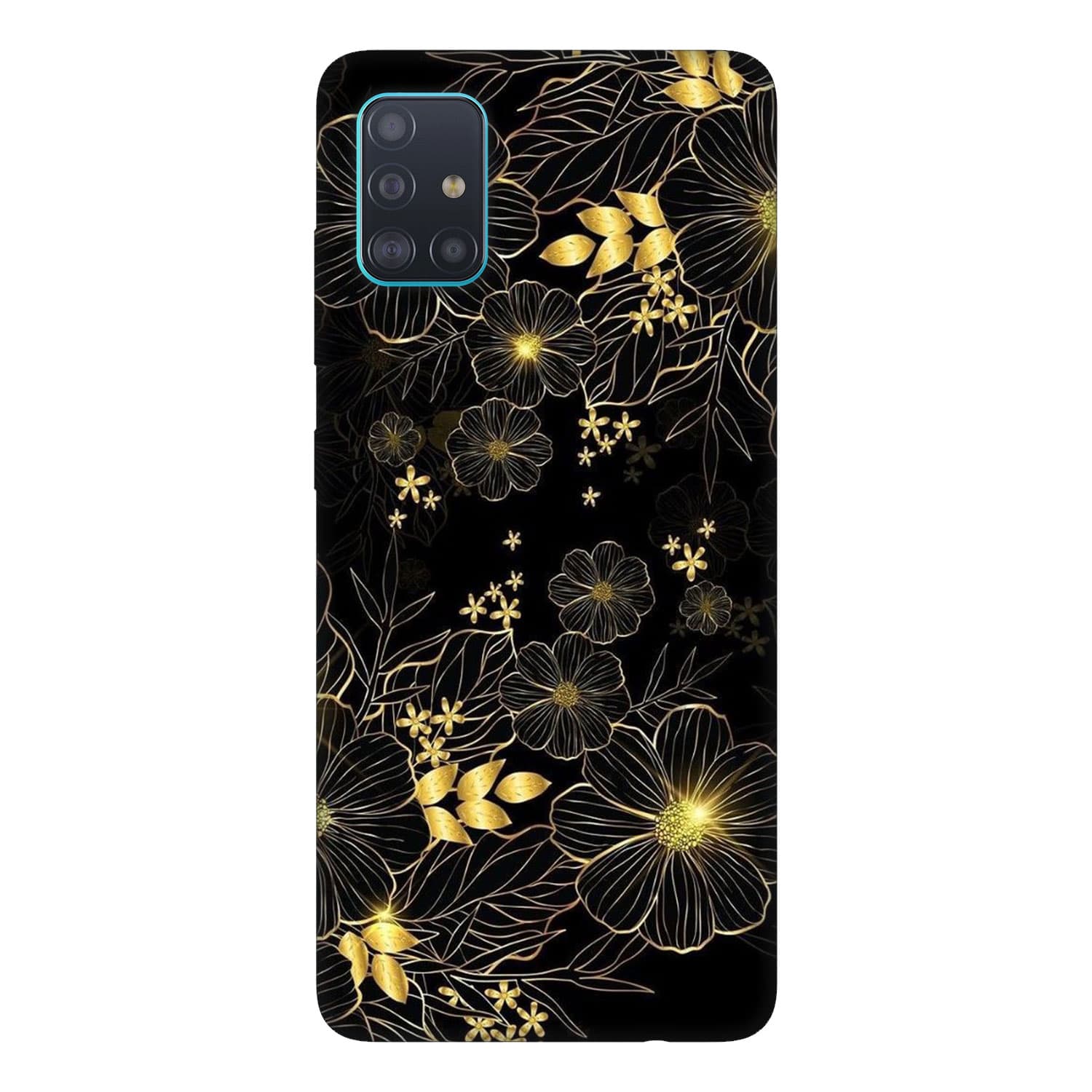 Samsung А51 кейс Златни цветя