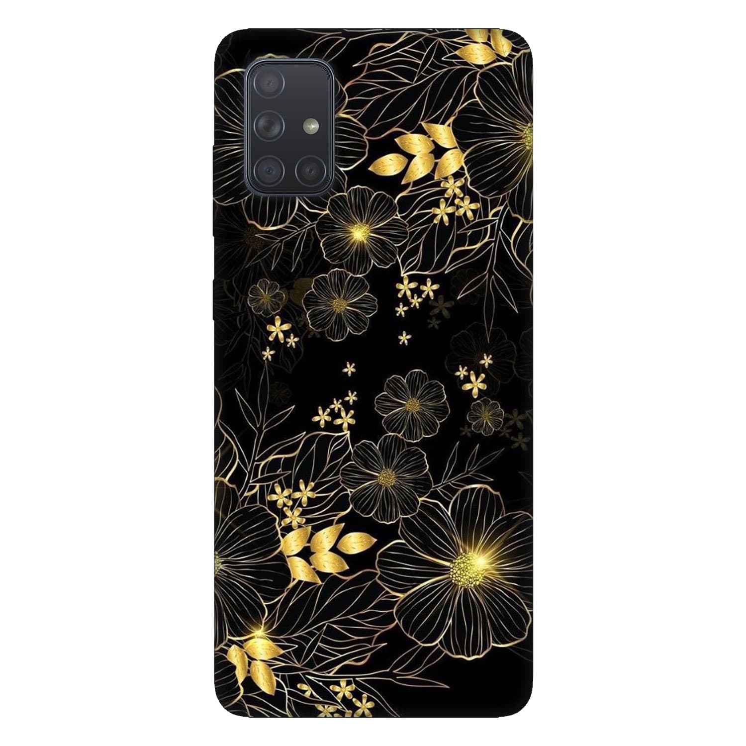 Samsung А71 кейс Златни цветя