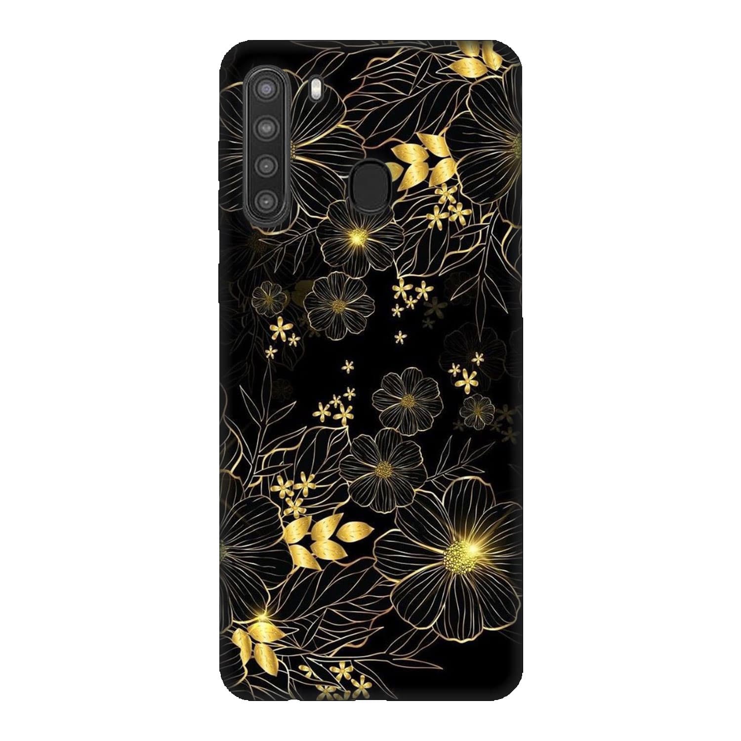 Samsung A21 кейс Златни цветя
