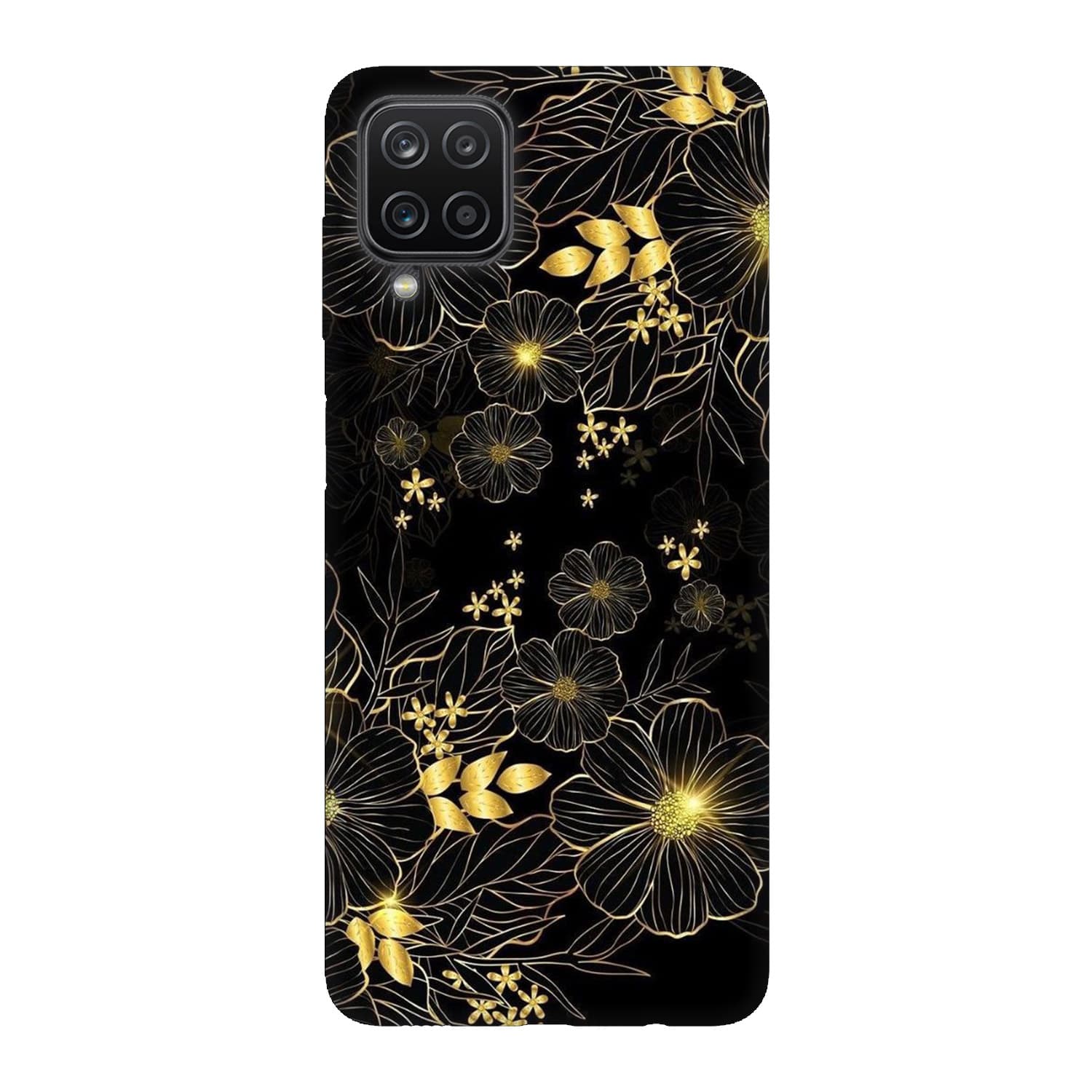 Samsung A12 кейс Златни цветя