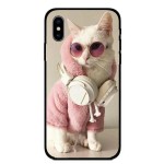 Калъфче за Huawei 213 розово коте със слушалки