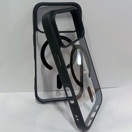 Прозрачен MagSafe кейс с Черна рамка за iPhone