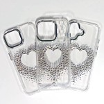 Прозрачен кейс за iPhone със сърце от кристални камъни