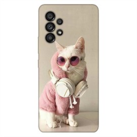 Калъфче за Samsung 213 розово коте със слушалки