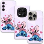 Калъф Стич и Анджела – розови сърца