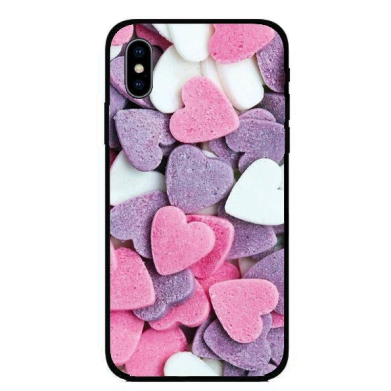 Калъфче за Motorola 221 розови и лилави сърца
