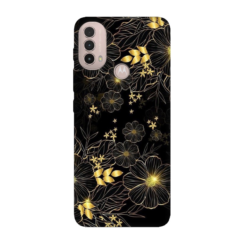 Motorola Moto E40 кейс Златни цветя