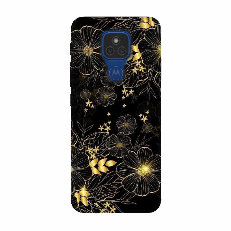 Motorola Moto E7 кейс Златни цветя