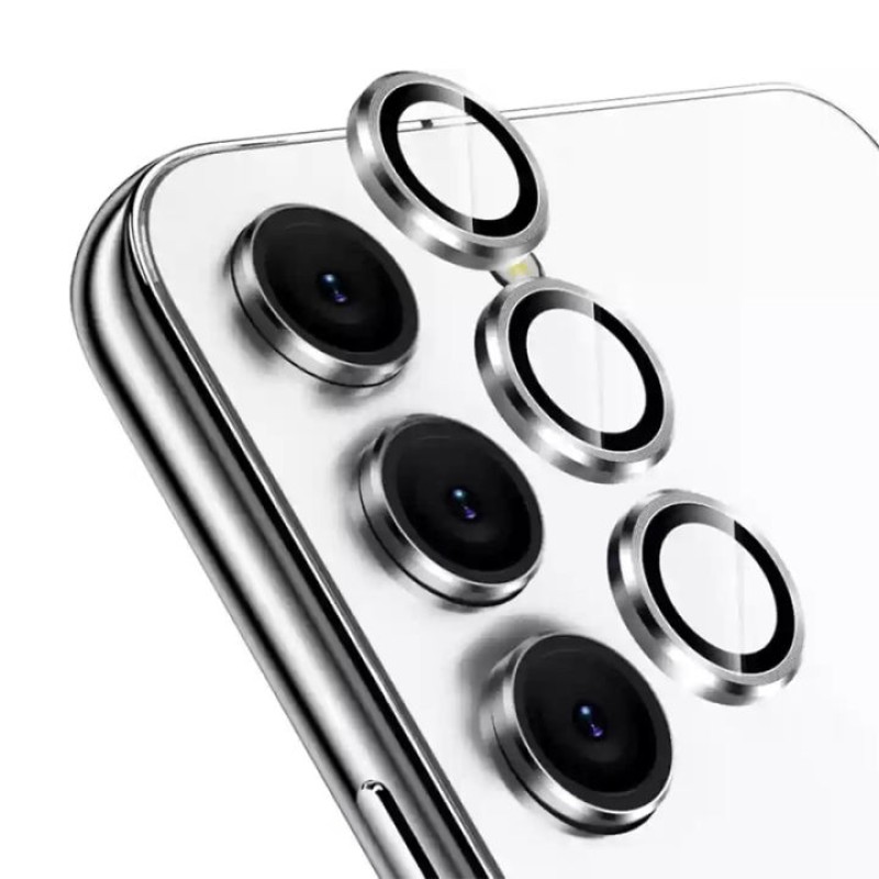 Комплект индивидуални стъклени рингове за камера за Samsung - Сребрист