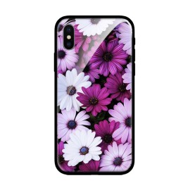 Стъклен кейс за iPhone 7 лилави маргаритки 101+51
