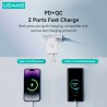 PD QC3 Адаптер зарядно 45W USAMS T58