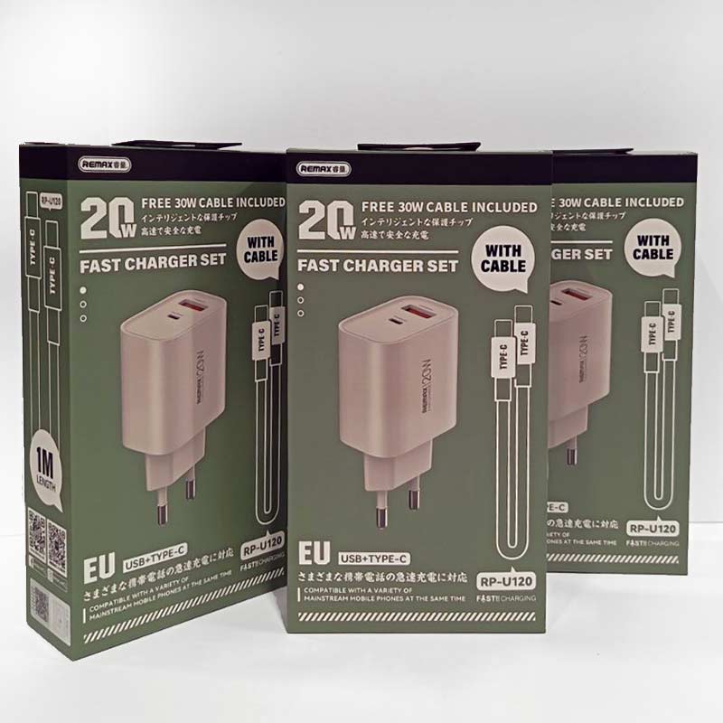 Зарядно за телефон Remax U120 с Type-C кабел