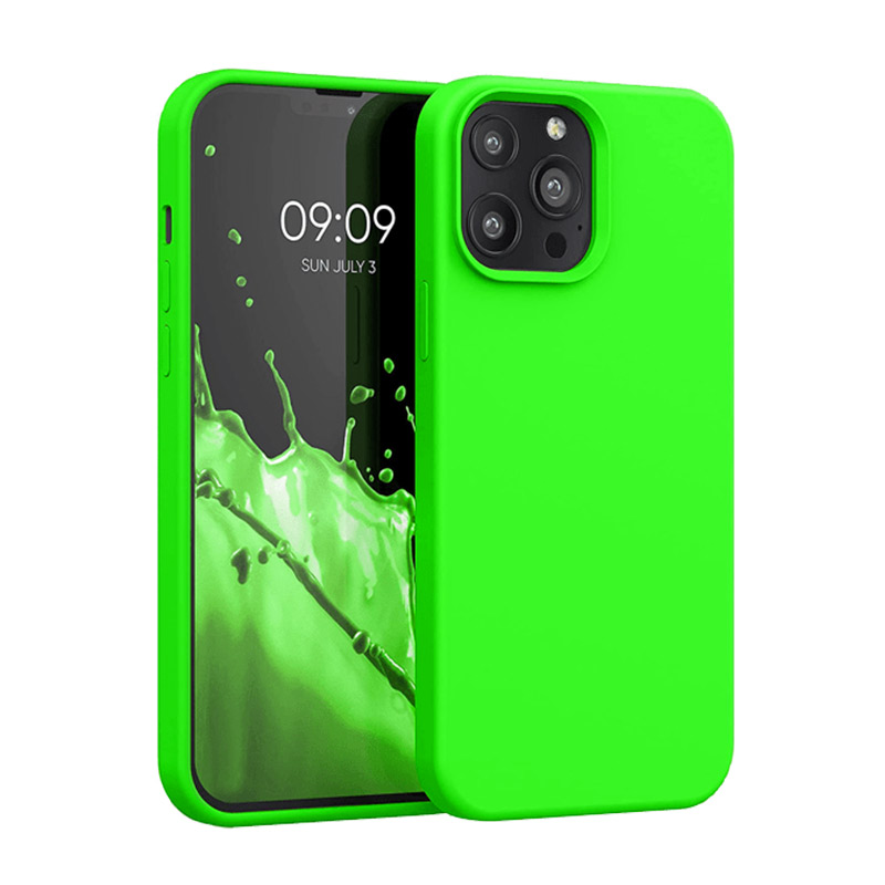 Електриково зелен силиконов кейс за iPhone 13 mini