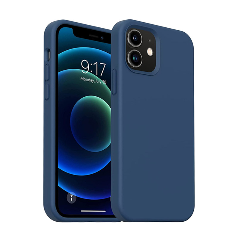 Син силиконов кейс за iPhone 15